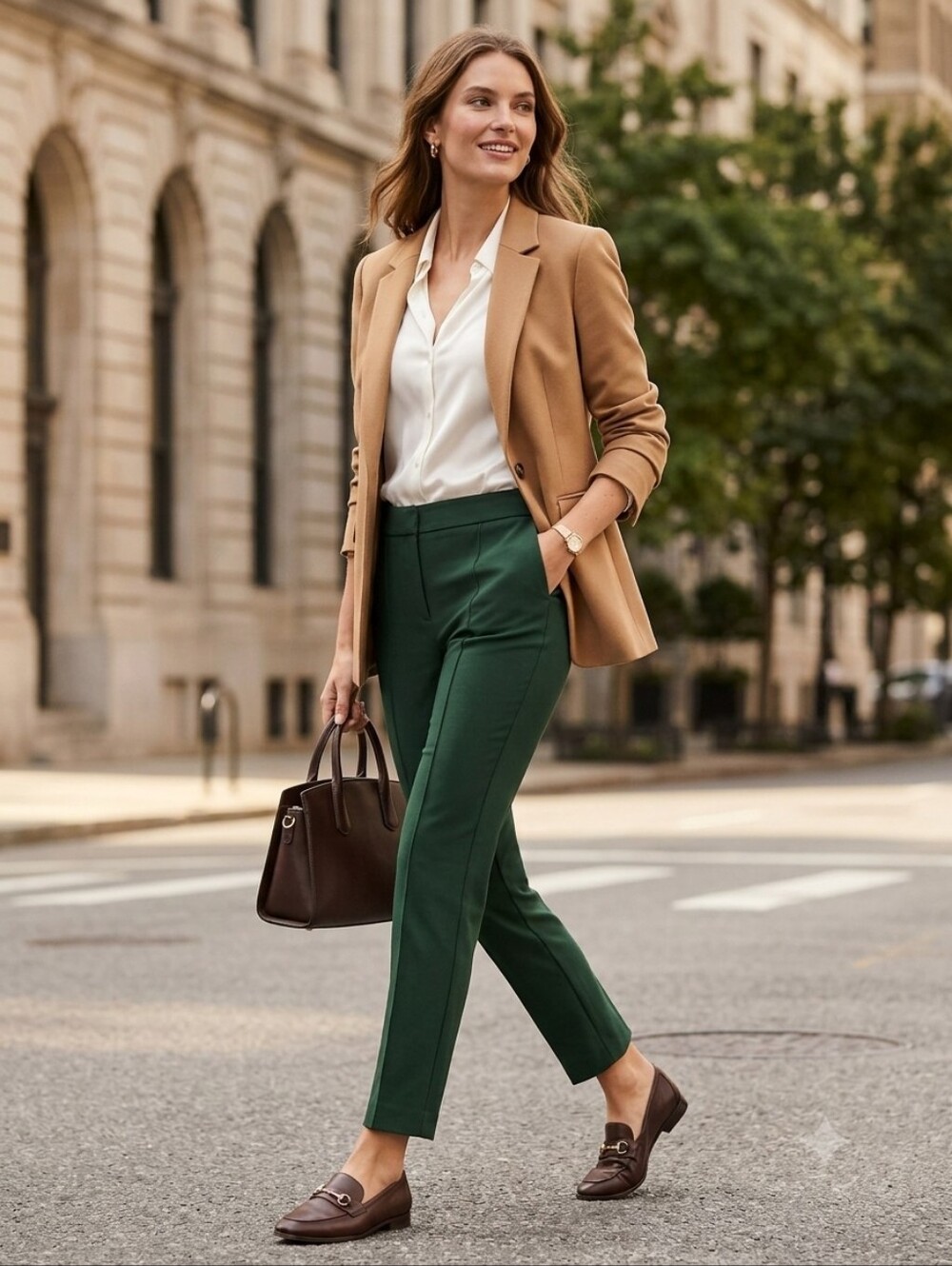 Ann Taylor Forest Green Pintuck Ankle Pants Size 4 Side Zip Trousers